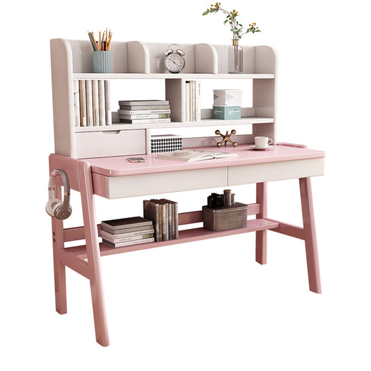 Ave Solid Wood Study Desk with Shelf and Drawers/Bookcase/Rubberwood