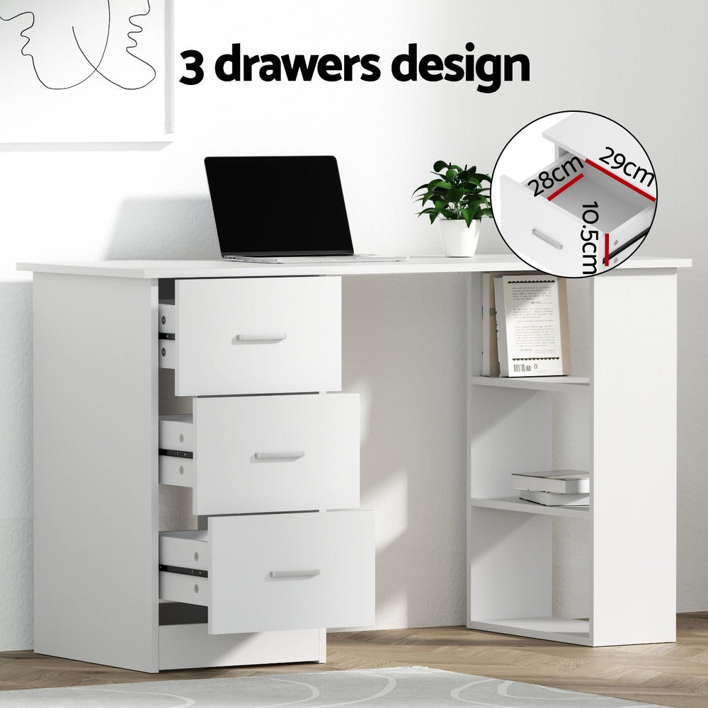 Artiss Computer Desk 120cm Executive Office Chair Set PU Leather High Back White