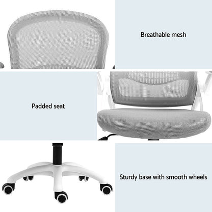Artiss 2x Mesh Office Chair Computer Gaming Desk Chairs Work Study Mid Back Grey