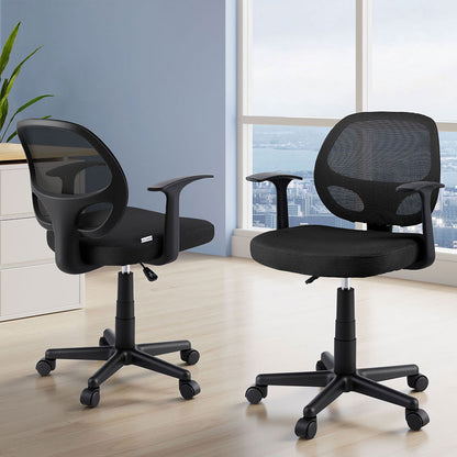 Artiss 2x Mesh Office Chair Computer Gaming Desk Chairs Work Study Mid Back Black
