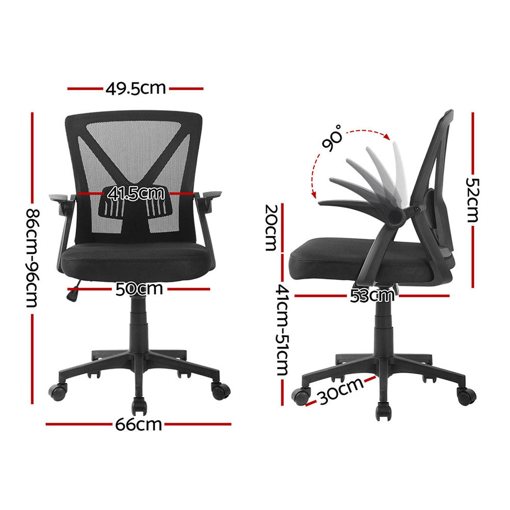 Artiss 2x Mesh Office Chair Mid Back Black