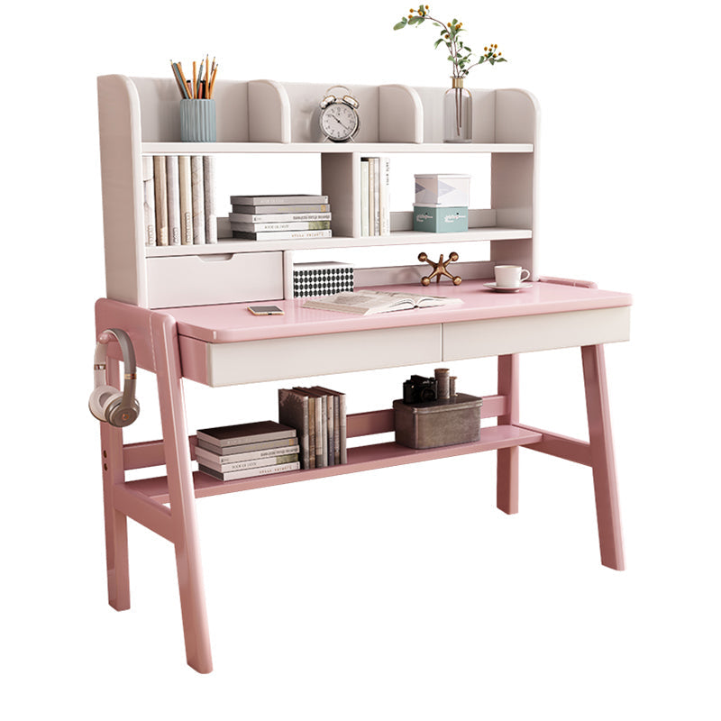 Ave Solid Wood Study Desk with Shelf and Drawers/Bookcase/Rubberwood