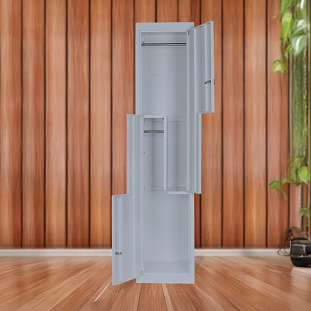 Grey Two-Door L-shaped Office Gym Shed Storage Lockers