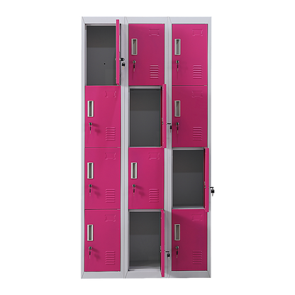 12-Door Locker for Office Gym Shed School Home Storage - Standard Lock with 2 Keys