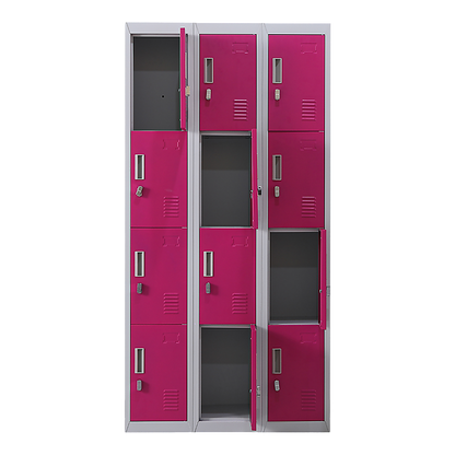 12-Door Locker for Office Gym Shed School Home Storage - Padlock-operated