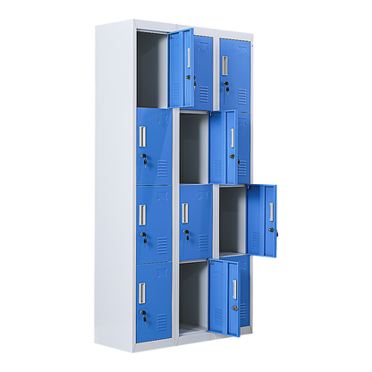 12-Door Locker for Office Gym Shed School Home Storage - Standard Lock with Keys
