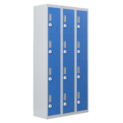 12-Door Locker for Office Gym Shed School Home Storage - 3-Digit Combination Lock